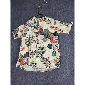 JOGAL Floral Print Button Up Hawaiian Shirt Men Sz XL Tropical‎ Island Travel